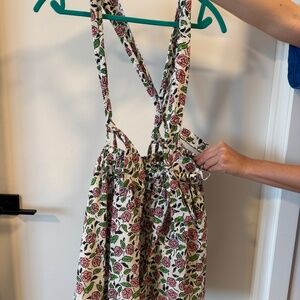 Kenzo Floral Eyelet Skirt with removable suspenders